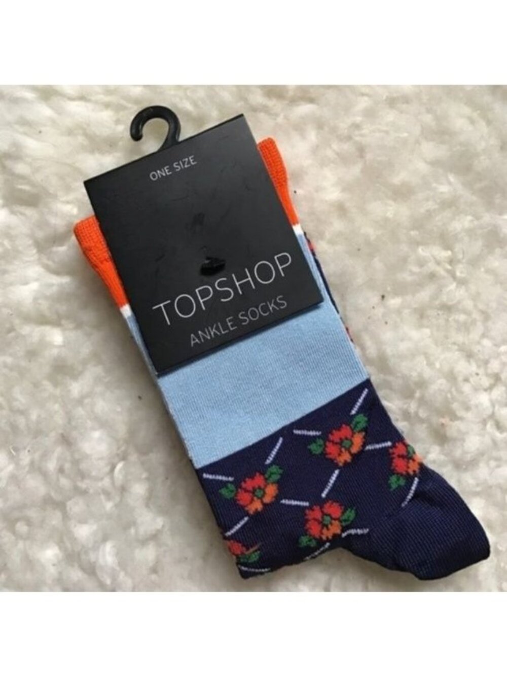 Topshop Colorblock Floral Stripe Socks Hosiery